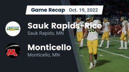 Recap: Sauk Rapids-Rice  vs. Monticello  2022