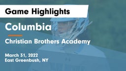 Columbia  vs Christian Brothers Academy  Game Highlights - March 31, 2022