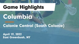 Columbia  vs Colonie Central  (South Colonie) Game Highlights - April 19, 2022
