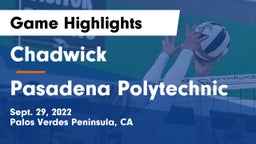 Chadwick  vs Pasadena Polytechnic Game Highlights - Sept. 29, 2022