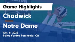 Chadwick  vs Notre Dame  Game Highlights - Oct. 8, 2022