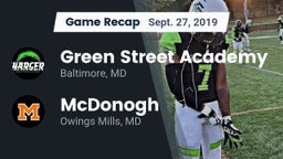 Recap: Green Street Academy  vs. McDonogh  2019