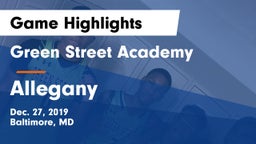 Green Street Academy  vs Allegany  Game Highlights - Dec. 27, 2019