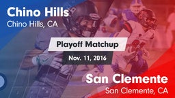 Matchup: Chino Hills High Sch vs. San Clemente  2016