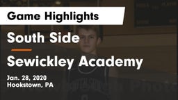South Side  vs Sewickley Academy  Game Highlights - Jan. 28, 2020