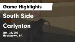 South Side  vs Carlynton  Game Highlights - Jan. 21, 2021
