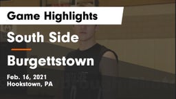 South Side  vs Burgettstown  Game Highlights - Feb. 16, 2021