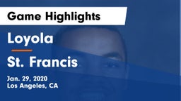 Loyola  vs St. Francis  Game Highlights - Jan. 29, 2020
