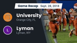 Recap: University  vs. Lyman  2018