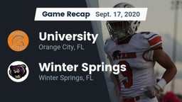 Recap: University  vs. Winter Springs  2020