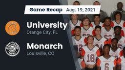 Recap: University  vs. Monarch  2021