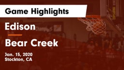 Edison  vs Bear Creek  Game Highlights - Jan. 15, 2020