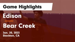 Edison  vs Bear Creek  Game Highlights - Jan. 20, 2023