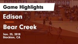 Edison  vs Bear Creek  Game Highlights - Jan. 25, 2018