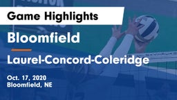 Bloomfield  vs Laurel-Concord-Coleridge  Game Highlights - Oct. 17, 2020