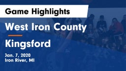 West Iron County  vs Kingsford  Game Highlights - Jan. 7, 2020