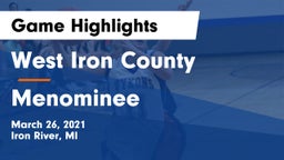West Iron County  vs Menominee  Game Highlights - March 26, 2021