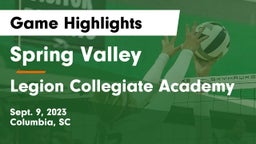 Spring Valley  vs Legion Collegiate Academy Game Highlights - Sept. 9, 2023