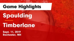 Spaulding  vs Timberlane  Game Highlights - Sept. 11, 2019
