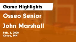 Osseo Senior  vs John Marshall  Game Highlights - Feb. 1, 2020