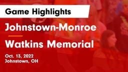 Johnstown-Monroe  vs Watkins Memorial  Game Highlights - Oct. 13, 2022
