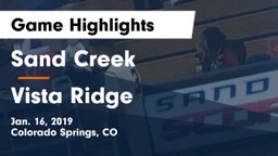 Sand Creek  vs Vista Ridge  Game Highlights - Jan. 16, 2019