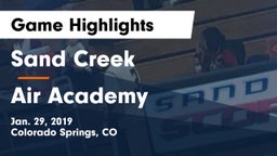 Sand Creek  vs Air Academy  Game Highlights - Jan. 29, 2019