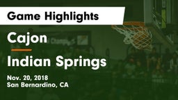 Cajon  vs Indian Springs  Game Highlights - Nov. 20, 2018