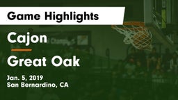 Cajon  vs Great Oak  Game Highlights - Jan. 5, 2019