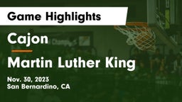 Cajon  vs Martin Luther King  Game Highlights - Nov. 30, 2023