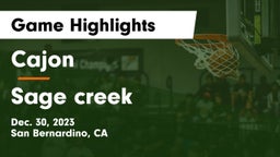 Cajon  vs Sage creek  Game Highlights - Dec. 30, 2023