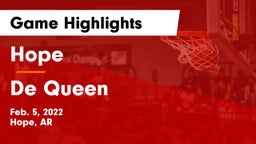 Hope  vs De Queen  Game Highlights - Feb. 5, 2022