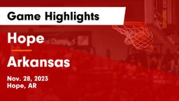 Hope  vs Arkansas  Game Highlights - Nov. 28, 2023