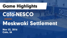 Colo-NESCO  vs Meskwaki Settlement  Game Highlights - Nov 22, 2016
