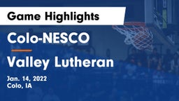 Colo-NESCO  vs Valley Lutheran  Game Highlights - Jan. 14, 2022