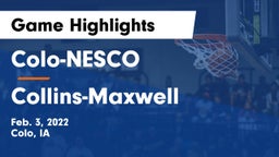 Colo-NESCO  vs Collins-Maxwell Game Highlights - Feb. 3, 2022