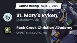 Recap: St. Mary's Ryken  vs. Rock Creek Christian Academy 2022