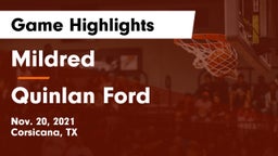 Mildred  vs Quinlan Ford  Game Highlights - Nov. 20, 2021