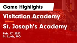 Visitation Academy vs St. Joseph's Academy Game Highlights - Feb. 17, 2022