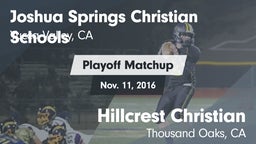 Matchup: Joshua Springs High  vs. Hillcrest Christian   2016