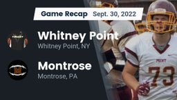 Recap: Whitney Point  vs. Montrose  2022