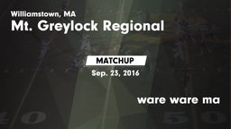 Matchup: Mt. Greylock Regiona vs. ware  ware ma 2016