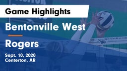 Bentonville West  vs Rogers  Game Highlights - Sept. 10, 2020