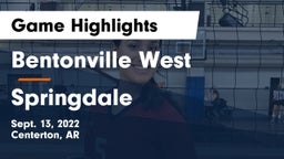 Bentonville West  vs Springdale  Game Highlights - Sept. 13, 2022