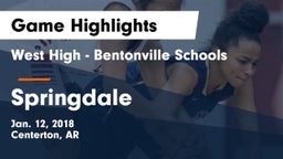 West High - Bentonville Schools vs Springdale  Game Highlights - Jan. 12, 2018