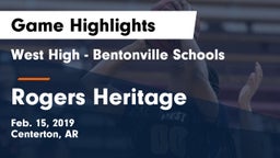 West High - Bentonville Schools vs Rogers Heritage Game Highlights - Feb. 15, 2019