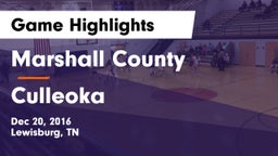 Marshall County  vs Culleoka  Game Highlights - Dec 20, 2016