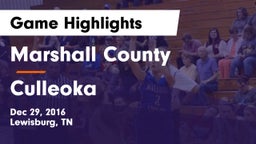 Marshall County  vs Culleoka  Game Highlights - Dec 29, 2016
