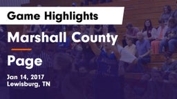 Marshall County  vs Page  Game Highlights - Jan 14, 2017
