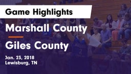 Marshall County  vs Giles County  Game Highlights - Jan. 23, 2018